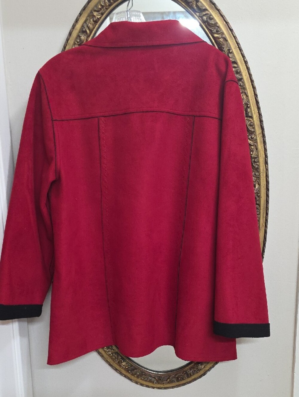 Alfred Dunner Women's Red Suede Like Button-Front Coat Size 12 - Picture 5 of 5